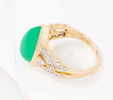 Vault Chrysoprase and Diamond 14K Gold Ring, Size 11